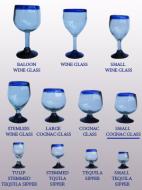 Cobalt Blue Rim 4 oz Small Cognac Glasses (set of 6)